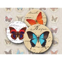 Butterflies Digital Round Images 1 Inch 2.54 cm Collage Sheet Printable