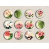 Birds and Flowers Digital Round Images 1 Inch 2.54 cm Collage Sheet Printable