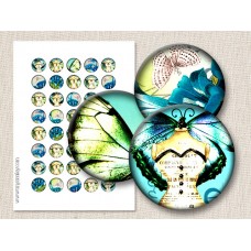 Fairy Garden Digital Round Images 1 Inch 2.54 cm Collage Sheet Printable