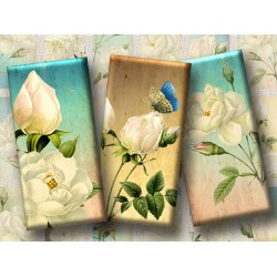 Roses and Butterflies Digital Rectangular Images Printable A4 Domino 1x2 Inches /2.5x5 cm