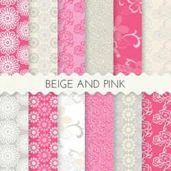 Beige and Pink Scrapbook Papers 12x12 Printable Sheets Beige Gray
