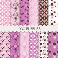 1000 Bubbles Scrapbook Papers 12x12 Printable Sheets Purple Pink Brown
