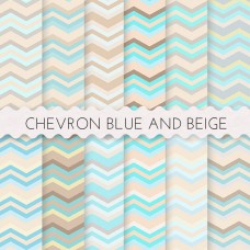 Chevron Sky Blue and Beige Scrapbook Papers 12x12 Printable Paper