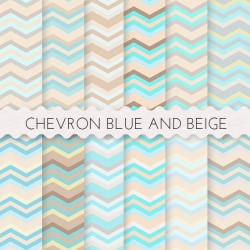 Chevron Sky Blue and Beige Scrapbook Papers 12x12 Printable Paper