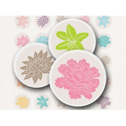 Flowers Round Images 1 Inch 2.54 cm Circles Collage Sheet Printable