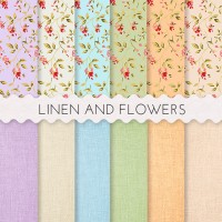 Linen and Flowers Scrapbook Papers 12x12 Printable Paper