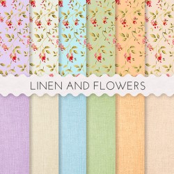 Linen and Flowers Scrapbook Papers 12x12 Printable Paper