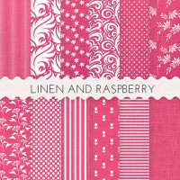 Linen and Raspberry Scrapbook Papers 12x12 Printable Sheets Pink White