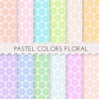 Pastel Colors Floarl Scrapbook Papers 12x12 Printable Sheets 