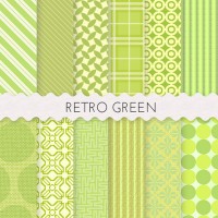 Retro Green Scrapbook Papers 12x12 Printable Sheets 