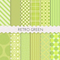 Retro Green Scrapbook Papers 12x12 Printable Sheets 