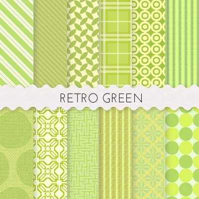 Retro Green Scrapbook Papers 12x12 Printable Sheets 