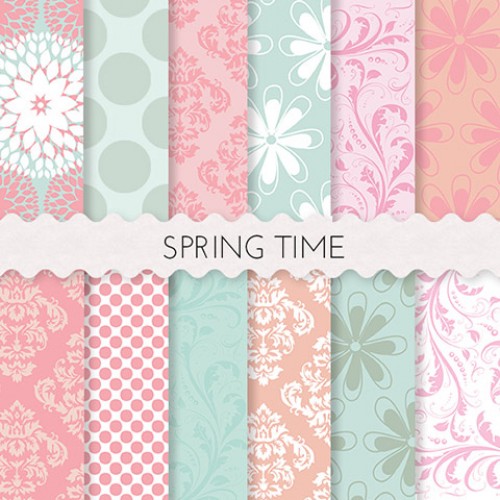 Spring Time Floral Scrapbook Papers 12x12 Printable Sheets Pastel