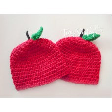 Apple baby hats, Red twin newborn hats, Twin baby hats, Crochet twin 