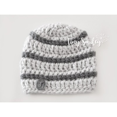 Wool baby boy beanie, Crochet boy hat, Winter baby boy hat gray