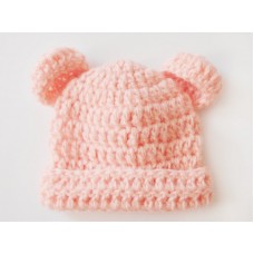 Orange wool baby crochet hat, Bear ears beanie winter