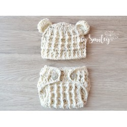 Newborn bear baby set hospital outfit take home crochet set