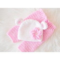 Crochet bear baby set, Set bear ears hat and pants, Newborn crochet set, Tinysmiley
