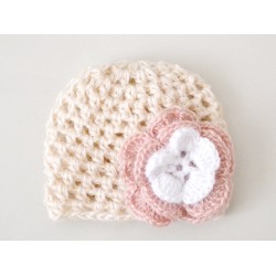 Newborn baby girl hat, Crochet baby outfit