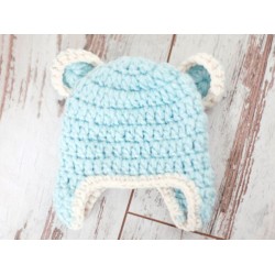Chunky baby bear hat, Crochet bear hats, Blue baby bear hat, Tinysmiley