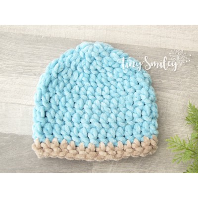 Crochet blue baby boy beanie,  Newborn boy outfit, Tinysmiley
