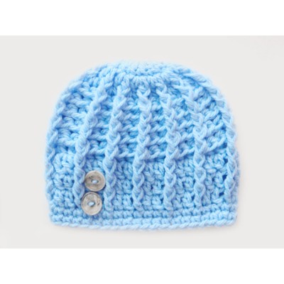 Hospital blue textured hat, Crochet boy hat, Crochet newborn beanie