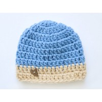 Blue crochet baby boy hats, Crochet boy hat with button, Cornflower blue baby hat