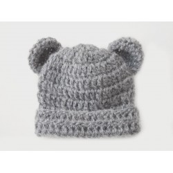 Alpaca bear hat newborn, Gray bear hat with ears, Bear boy girl hat
