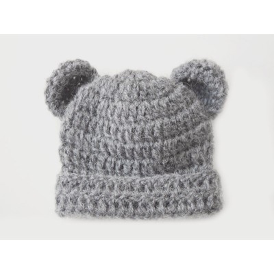 Alpaca bear hat newborn, Gray bear hat with ears, Bear boy girl hat