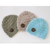 Blue cotton baby beanies boy, Newborn cotton beanie, Crochet boy hats 