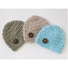 Blue cotton baby beanies boy, Newborn cotton beanie, Crochet boy hats 
