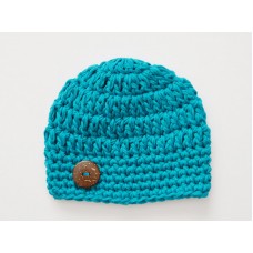 Teal crochet baby boy beanie, Cotton boy hat, Newborn hats cotton