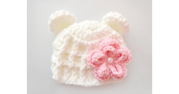 Caron Critters Baby Hat Kit Pink With Yellow Crown Knit Crochet 3 - 24  Month NIP