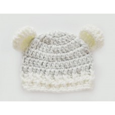 Cream gray bear hat crochet