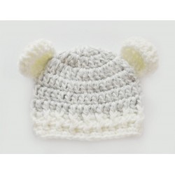 Cream gray bear hat crochet