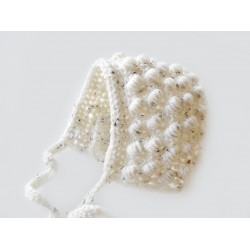 Crochet bobble baby girl bonnet, Off white girls bonnet