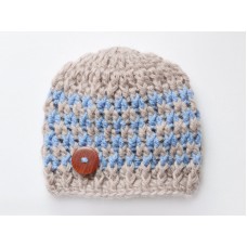 Winter brown boy hat, Wool baby  boy beanie, Newborn crochet outfit