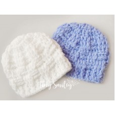 Twin baby boy beanies, Twin crochet hats blue white 