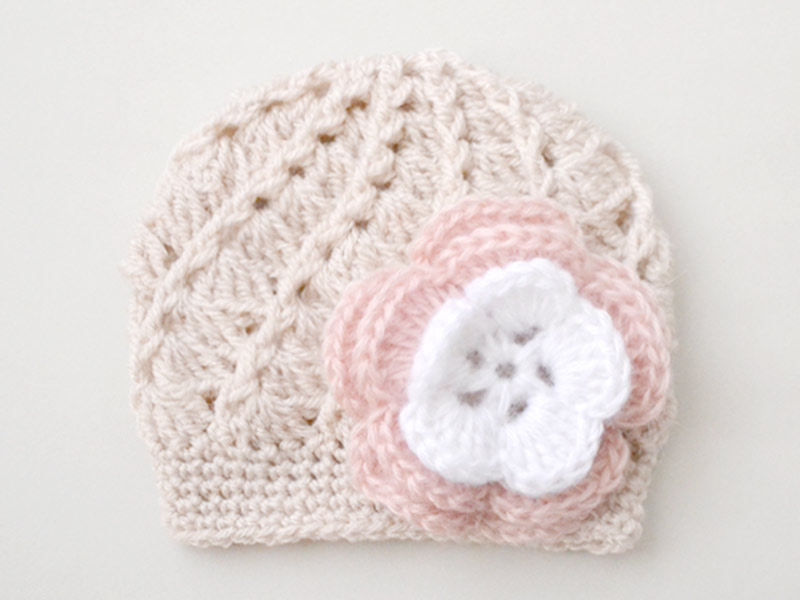 Wool baby girl hat, Baby girl crochet beanie beige, Winter baby girl hats