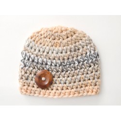 Crochet baby hat with button, Crochet baby boy hat,  Multicolored hats