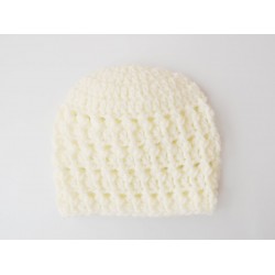 Crochet baby boy beanies, Cream newborn baby boy hat, Textured hats