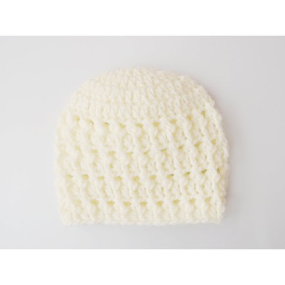 Crochet baby boy beanies, Cream newborn baby boy hat, Textured hats