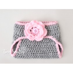 Gray crochet diaper cover, Newborn diaper cover, Baby girl diaper cover outfit