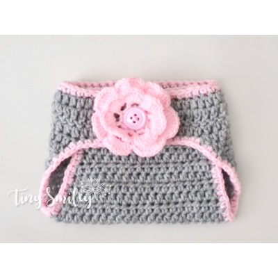 Gray crochet diaper cover, Newborn diaper cover, Baby girl diaper cover outfit