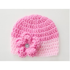 Pink baby girl beanie hat, Crochet pink girl hat, Crochet hats girl