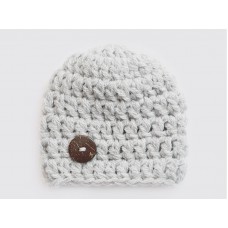 Chunky baby boy hat, Gray crochet wool baby hat, Tinysmiley