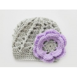 Gray girls crochet hats, Baby girl hat for newborn, Crochet newborn outfits