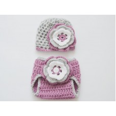 Newborn baby set,  Hat and diaper cover outfit