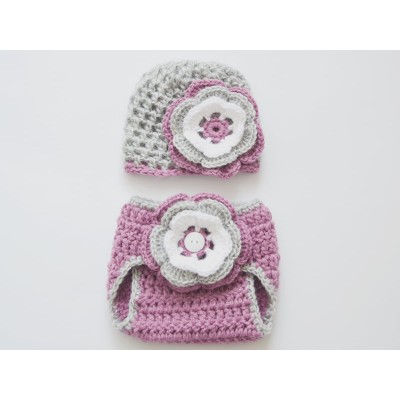 Newborn baby set,  Hat and diaper cover outfit