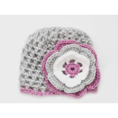 Crochet mohair baby girl hat, Gray hat newborn girl, Mohair girl hats